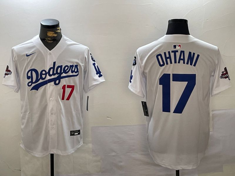 Men Los Angeles Dodgers 17 Ohtani White Game 2024 Nike MLB Jersey style 1202